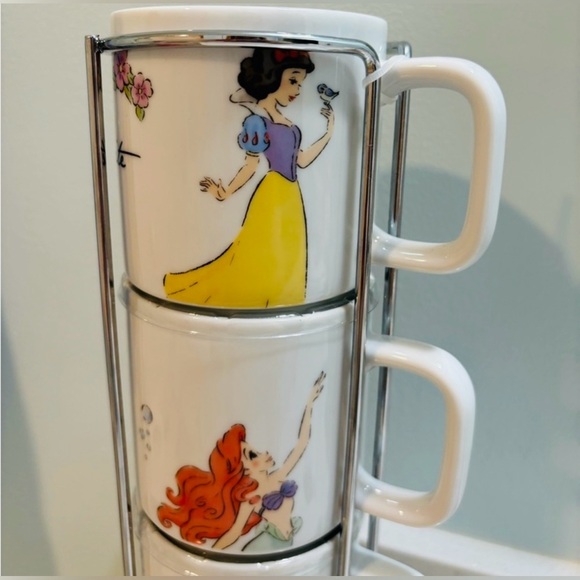 RARE Disney Princess Stackable Mug Set- Ariel, Belle, Cinderella, Snow White - Picture 2 of 9